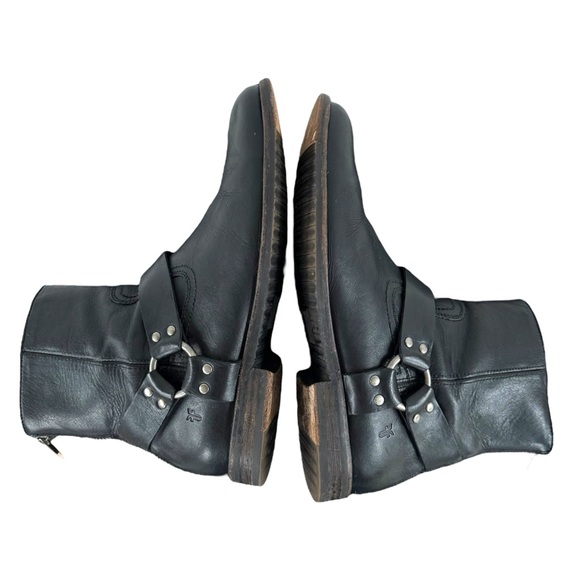 Men's Frye Phillip Harness Short Leather Boots Black Moto Ankle Zipper | Sz 8.5 - Picture 7 of 9